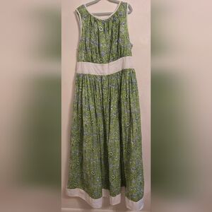 Wayward Fancies Womens Sleeveless Cotton Green Floral Maxi Dress Sz 1X-16W